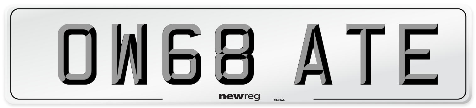 OW68 ATE Number Plate from New Reg